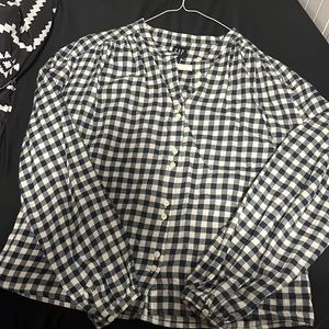 Blue and white checkered shirt/blouse